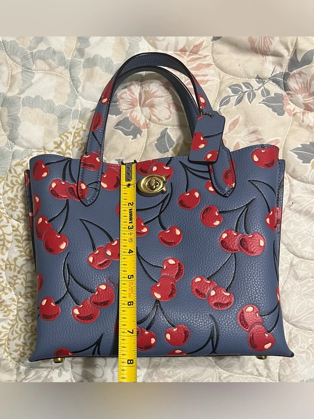 Coach Willow 24 in Blue with Cherry Print!